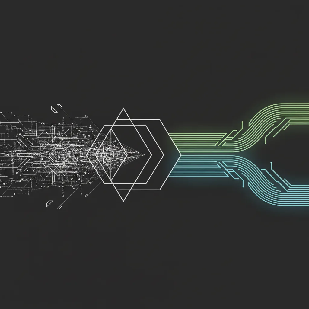 Minimalist Bauhaus prism refracting cryptographic contract data streams